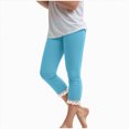thumbnail image 2 of Girls Capri Leggings Stretchy Cropped Yoga Pants Elastic High Waisted Kids Lightweight Athletic Tights 8-9 Years,Sky Blue NIEWTR, 2 of 9