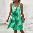thumbnail image 6 of BRGZLK Womens Casual Dress For Summer Sleeveless Square Collar Tank Dress Loose Flowy Beach Dress with Pockets Hankerchief Flare Midi Sundress 2026 Knee Length Dress, 6 of 7