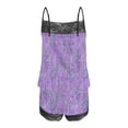 thumbnail image 4 of Hrsba Matching Set Women,Print Lace Sleeveless Camisole Patchwork Shorts Casual Summer Outfits, 4 of 5