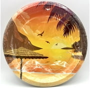Island Attitude Tropical Summer Sunset Luau Beach Theme Party 7" Dessert Plates