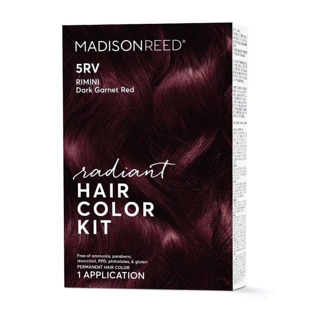 Madison Reed Radiant Hair Color Kit Rojo granate oscuro para una de canas Sin amoníaco 5RV Rimini Granate Tinte permanente para el cabello Paquete de 1