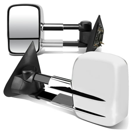 Ford Bronco Towing - For 1997 to 2004 Ford F150 Ford F150 Pair of Powered Extended Arm Manual Folding Towing Side Mirrors (Chrome) 98 99 00 01 02