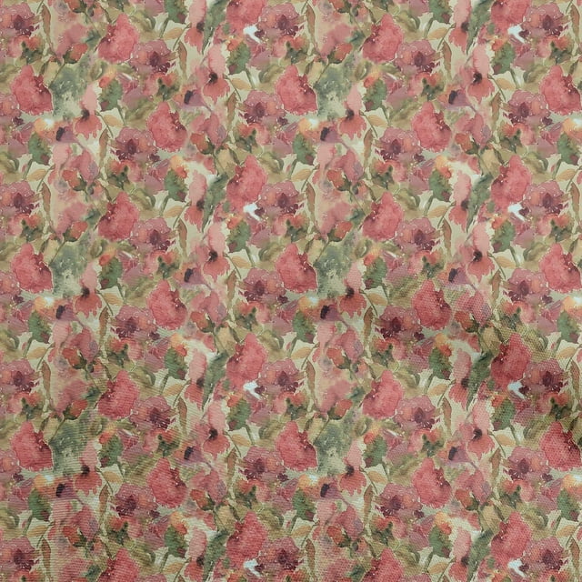 oneOone Georgette Viscose Red Fabric Abstract Floral Craft Projects Decor Fabric Printed By The Yard 42 Inch Wide-1ra