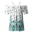 thumbnail image 5 of Dyegold Womens Blouses and Tops Dressy Cold Shoulder Lace Trim Tops for Women Summer Casual T Shirts Short Sleeve Blouses Flowy Tunics Tees, 5 of 5