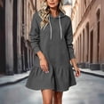 thumbnail image 3 of Guieoi Women's Fall/Winter Long-Sleeve Sweatshirt Dress with Light Fleece Lining and Lace Hem Gray XL, 3 of 5