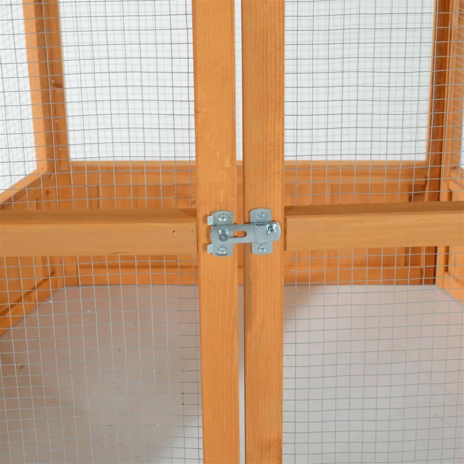 resenkos 69" Height Wooden Outdoor Flight Bird Cage Aviary with Covered Roof for Parrots Conures Lovebird Cockatiel Parakeets, Brown