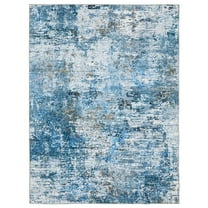 Oriental Weavers Sumter Washable Area Rug - SUM14 - 7'6" x 10' - in Blue/ Ivory - Modern Style, Non-Slip, Stain Resitant, Ultra Low Pile, Dining, Living Room Rug
