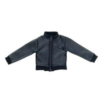 Almencla 1/12 PU Leather Jacket 1:12 Scale Miniature Top Coat Cosplay Casual Mini Long Sleeved Coat for 6'' Action Figures Accessories