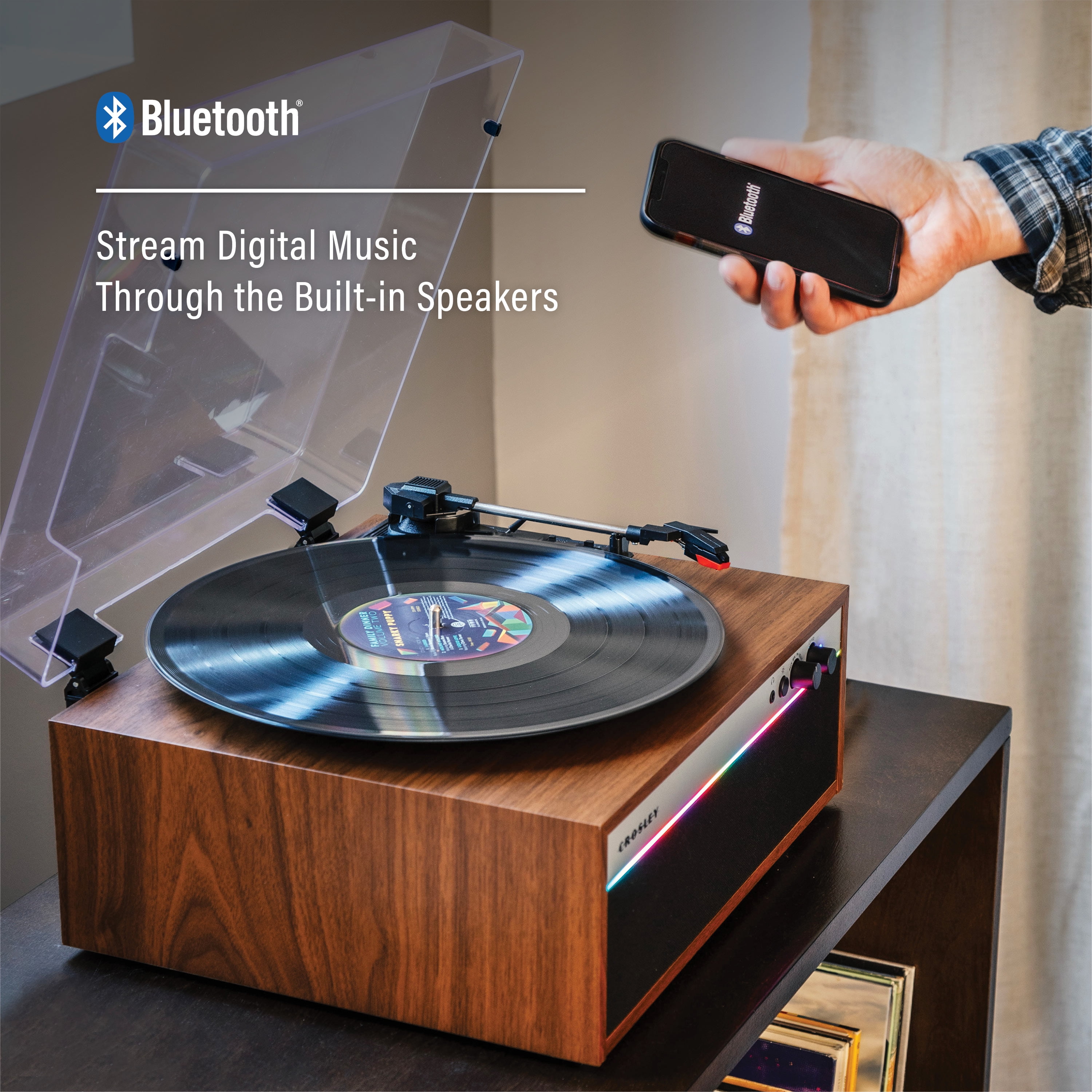 Crosley Strobe Record Player In Walnut