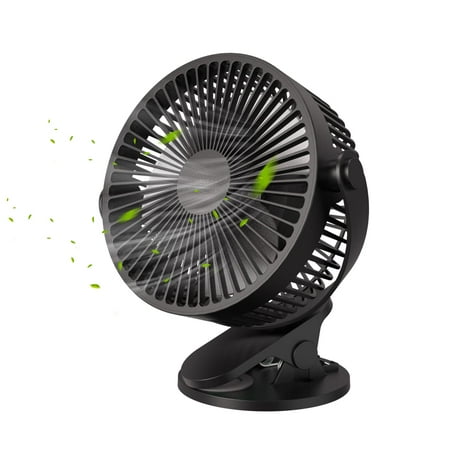 

Desk Fan Clip on Fan 3 Speeds Small USB Fan 6.5 Inch Rechargeable Portable Fan Strong Airflow & 360°Rotation Adjustable Powered by USB Sturdy Clamp for Office Desk - Black