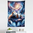 thumbnail image 3 of Ambesonne Cat Wall Hanging Tapestry, Astro Kitty Watching the Space, 30"x45", Sea Blue Orange and Rose, 3 of 3