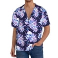 thumbnail image 1 of Fotbe blue starry sky Skull flower Camisa Estampada de Manga Corta para Hombre, Casual de Verano, Estilo Playero, Sin Arrugas-Medium, 1 of 5