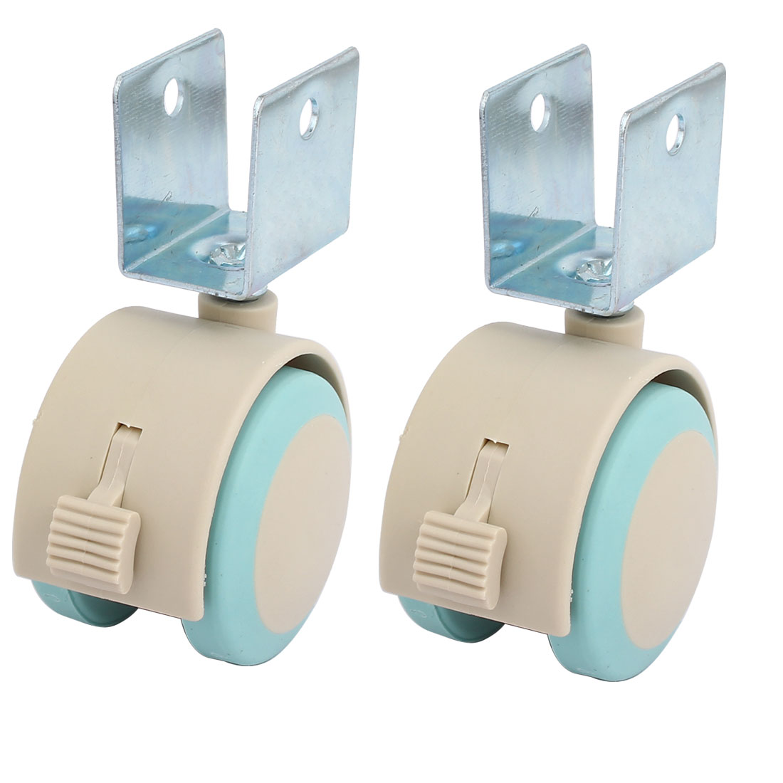 2pcs 22mm U Bracket Bed Swivel Caster Wheel w Brake