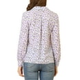 thumbnail image 3 of INSPIRE CHIC Women's 1950s Vintage Long Sleeve Printed Button Down Tops L White, 3 of 7