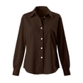 thumbnail image 4 of ClodeEU Women Lapel Long Sleeve Button Down Shirts,Casual Loose Blouse Brown,Women's Plus S, 4 of 9