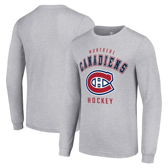 Men's Starter Heather Gray Montreal Canadiens Logo Long Sleeve T-Shirt