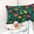 thumbnail image 4 of Fotbe Colorful Dinosaurs Funda de Almohada Decorativa Estilo Occidental, Lujo en Algodón, Fundas para Almohadas King, Cojín Estampado para Decoración del Hogar-14"x20", 4 of 6