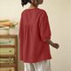 thumbnail image 5 of Mujeres 3/4 Manga Verano Tops Color Sólido Cuello Redondo Botón Cordón Blusa Casual para Diario, 5 of 7