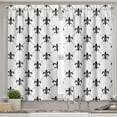thumbnail image 2 of Ambesonne Fleur De Lis Valance & Curtain, Abstract Lily Dots, 55"x30", Black White, 2 of 6