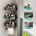 thumbnail image 6 of Sofinny Corner Shower Caddy Suction Cup, 2 Pack No Drilling Shower Shelves Organizer Corner with Towel Bar & Multifunctional Hooks Wall Mounted (Gray), 6 of 7