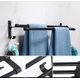 thumbnail image 3 of Toallero sin perforaciones Toallero de baño negro Percha de baño Toallero de baño de doble varilla Negro 60 cm ER, 3 of 4