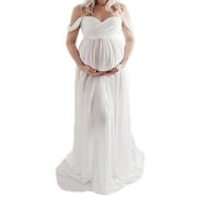Julyccc Robe de maternité longue à épaules dénudées pour femmes enceintes