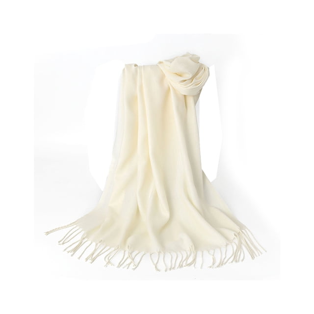 Minnieouse Bufandas clásicas Mantón largo de invierno Transpirable Piel Amigable Borla Wrap Bufanda Exquisito Pañuelo para la cabeza Silenciador Mujeres Accesorios de disfraces Blanco Minnieouse AP012526-03