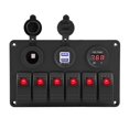 thumbnail image 4 of Ymiko Qiilu 12V 24V 6 Gang Switch Panel, Car Boat Marine LED Rocker Switch Panel Dual USB Voltmeter Lighter, 4 of 8