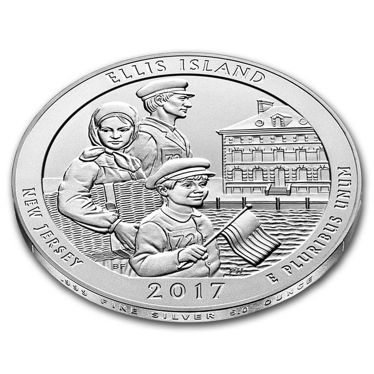 2017-P 5 oz Silver ATB Ellis Island (w/Box & COA)