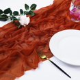 thumbnail image 5 of Ksopiavobs 10Ft Terracotta Table Runner Sheer Chiffon Like Rust Table Runner 29X120 Inch Rustic Decoration for Fall Thanksgiving Boho Wedding Bridal Shower Baby Shower Birthday Party Decor, 5 of 6