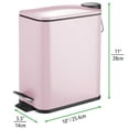 thumbnail image 3 of mDesign Slim Metal 1.3 Gallon Step Trash Can with Lid/Liner Bucket - Matte Blush, 3 of 7