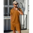 thumbnail image 5 of COOFANDY Mens Tracksuit Casual 2 Piece Quarter Zip Polo Shirt and Shorts Set Athletic Jogging Sports, 5 of 6
