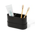 thumbnail image 1 of Yew Design Soporte grande para cepillos de dientes y pasta de dientes, color negro mate, para tocador y encimera de baño, organizador redondo con 2 compartimentos para cepillos de dientes eléctricos,, 1 of 1