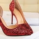 thumbnail image 3 of Thin High Heel Shoes for Women Wearing Red Sequins Pointed Toe 2Pairs, 3 of 4