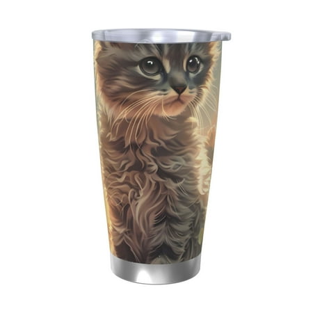 

Ocsxa Sunshine Cloud Kitten Pattern 20oz Travel Coffee Mug with Flip Lid Stainless Steel Insulated Insulated Coffee Mug Thermal Cup with Splash Proof Sliding Lid-Without Straw