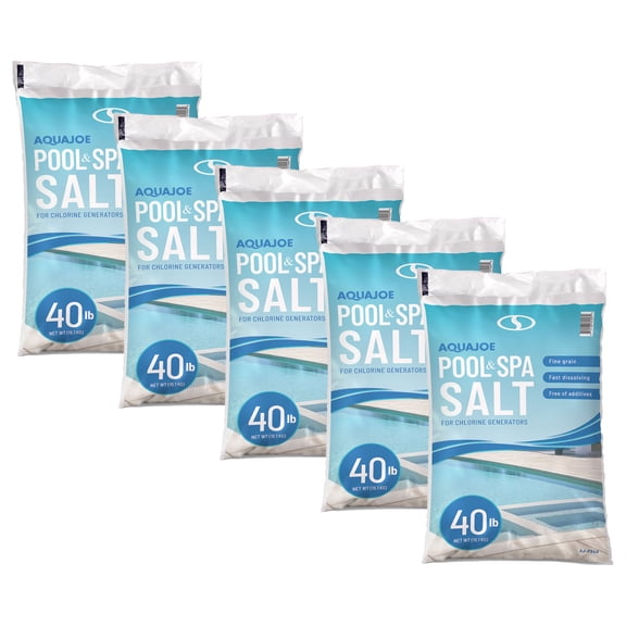 Aqua Joe 5 Pack 40 Pound Fast Dissolving Pool Spa Salt for Chlorine Generators, AJ-PS40
