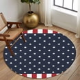 thumbnail image 2 of Round Rug 6Ft, Independence Day Patriotic Stars on Blue Soft Non-Slip Washable Felt Carpet Pad, Red White Stripes Border Area Rugs for Living Room Bedroom Kids Room, 2 of 9