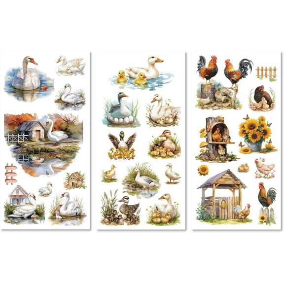 3 Sheets Chicken Rub on Transfers for Crafts Farm Rub on Transfer Stickers for Furniture Sunflower Vintage Rub on Transfers for Wood Glass Scrapbook DIY Home Decor Door 11.8x5.9 Inch