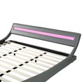 thumbnail image 4 of Royard Oaktree Wave-Like Curve Design Platform Bed Frame with LED Headboard King Size Faux Leather Upholstered Bed Modern Low Profile Bed Frame with Wooden Slats Support, Gray, 4 of 7