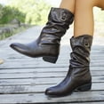 thumbnail image 6 of Mostsola Slouchy Cowboy Boots for Women Vintage Soft Leather Pull on Round Toe Heeled Fall Boots, 6 of 9