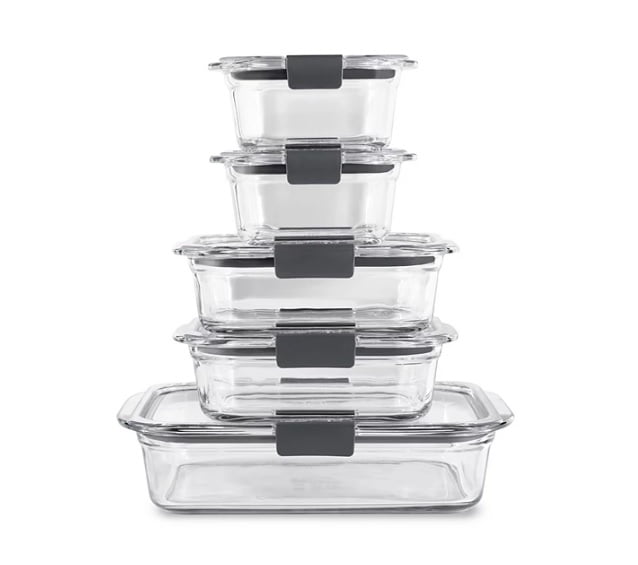 Rubbermaid 2118303 Brilliance 10pc. Glass Food Storage Container Set