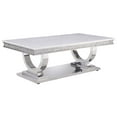 thumbnail image 1 of Acme Furniture Zander Coffee Table, White Printed Faux Marble & Mirrored Silver Finish, 1 of 2