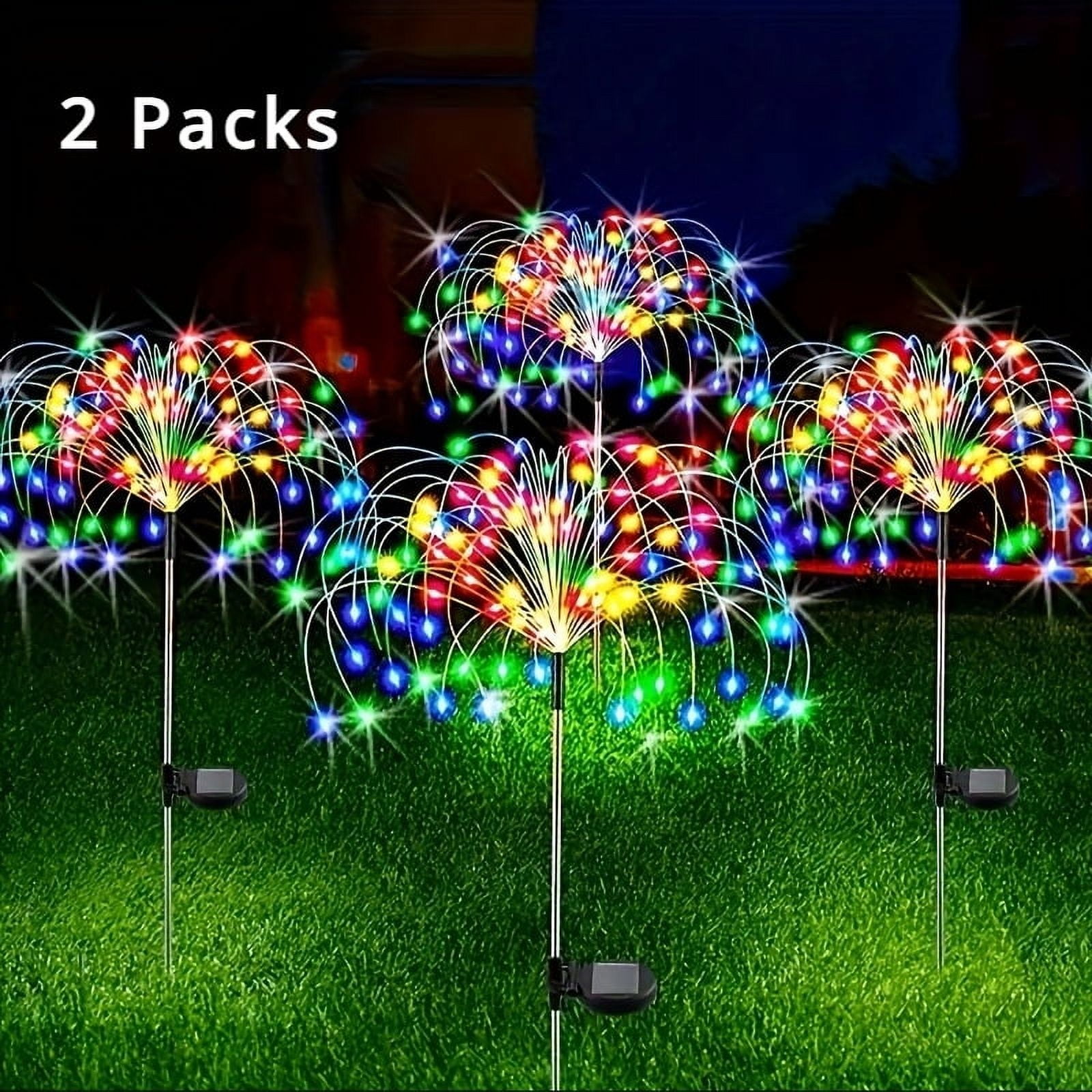 2pcs Solar Firework Lights, Multi-Color 60-720 LED Landscape Lights | 8 Lighting Modes, Outdoor Decoration for Halloween, Weddings, and Christmas