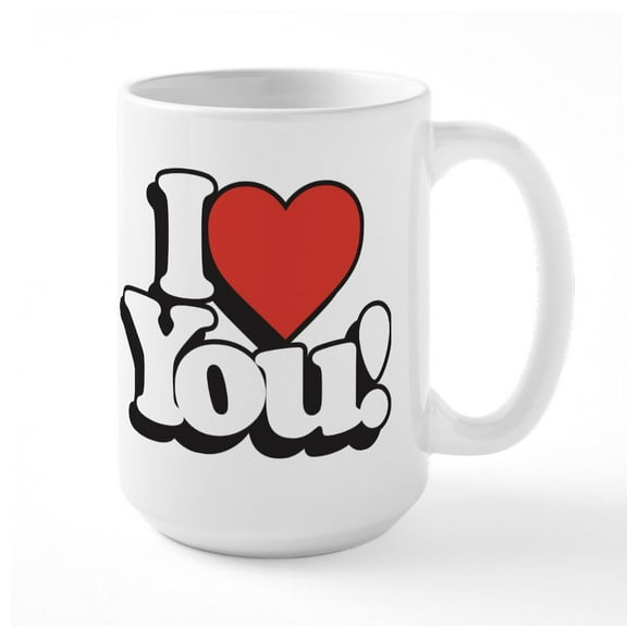 CafePress - I Heart You Large Mug - 15 oz Ceramic Large White Nolvety Mug
