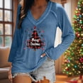 thumbnail image 6 of EchfiProm Long Sleeve Shirts for Women Navy Dressy Casual Christmas Fall Christmas Tree V Neck Females Blouse, 6 of 6
