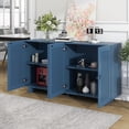 thumbnail image 2 of Buffet Sideboard with 4 Hollow Doors, Buffet Cabinet with Wire Management Holes, TUANLUO Sideboard Cabinet with Adjustable Shelves, Wood Storage Cabinet Furniture for Kitchen Dining Room, Blue, 2 of 10