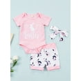 thumbnail image 2 of Honganda Baby Girl/Boy Loose Tops Round Neck Short Sleeve Rabbit Romper Shorts, 2 of 8