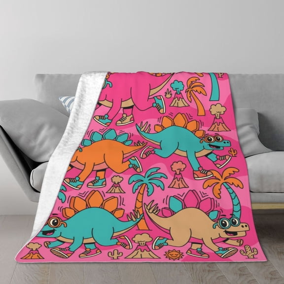 Dinosaur Blanket Throw Soft Flannel Bed Blankets for Sofa Couch Home Decor All Season Cozy Warm Lightweight Decorative Bedding Cover Plush Flannel 50x40