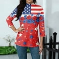 thumbnail image 5 of JoveMarine Women's Mid-Neck 3/4 Sleeve T-Shirt Flag Independence Day Printed Casual Top Patriotic Blouse for Spring Fall Daily Wear Red 3XL, 5 of 6