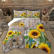 Manfei Rustic Sunflower Bedding Comforter Set,Old Barn Door Twin Comforter Sets,Country Farmhouse Lodge Bedding Set For Men Women,Ultra Soft Home Decor,2 Pieces